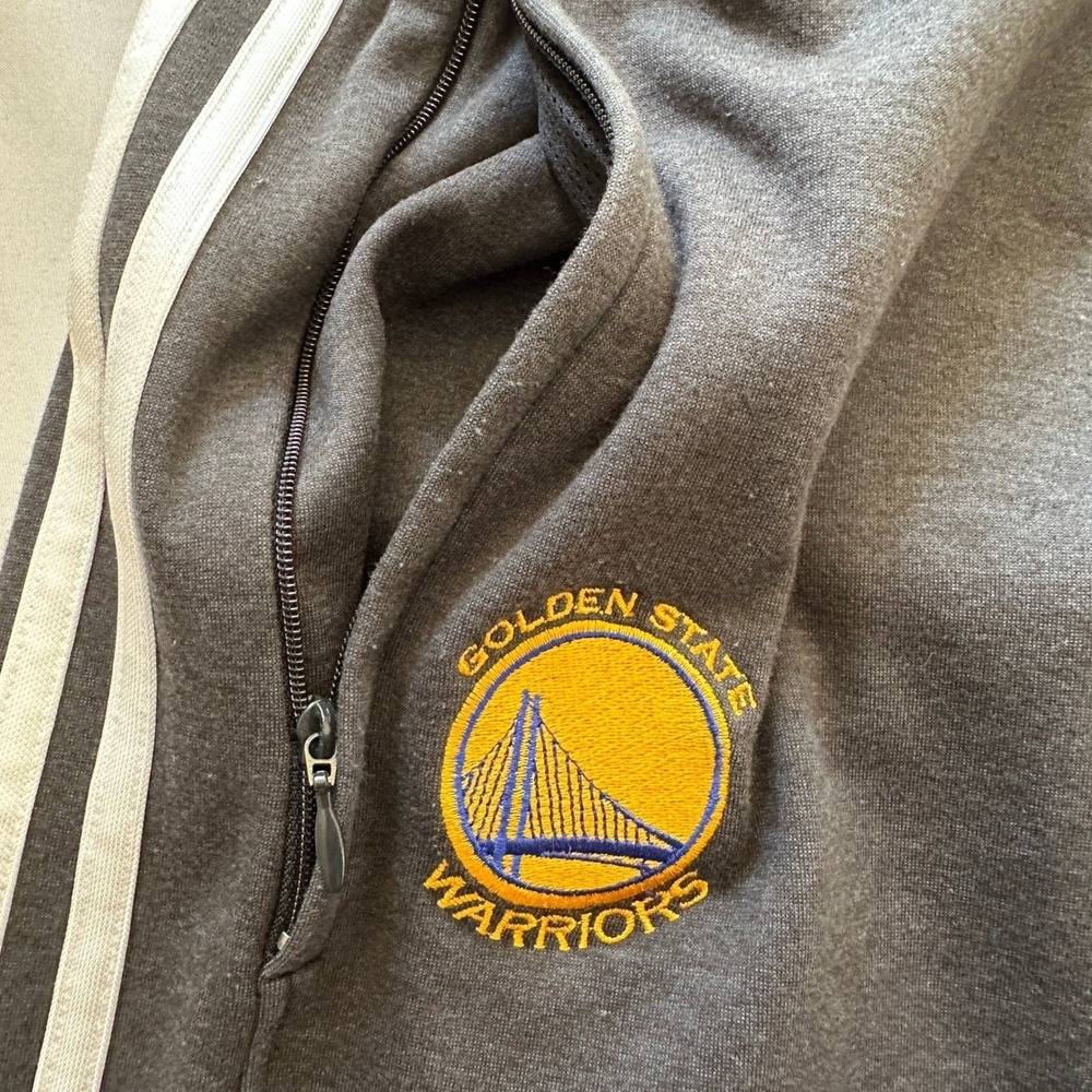 Adidas Golden State Warriors NBA Pants Mens 3XL2 Black White Striped Streetwear - Picture 6 of 8